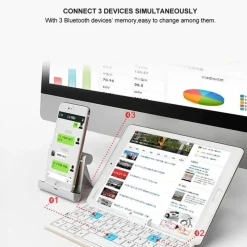 Trail Tech Outdoor-Artikel|Outdoor-Gadgets-Faltbare Bluetooth-Tastatur – Kabellose, tragbare Tipplösung für mehrere Geräte