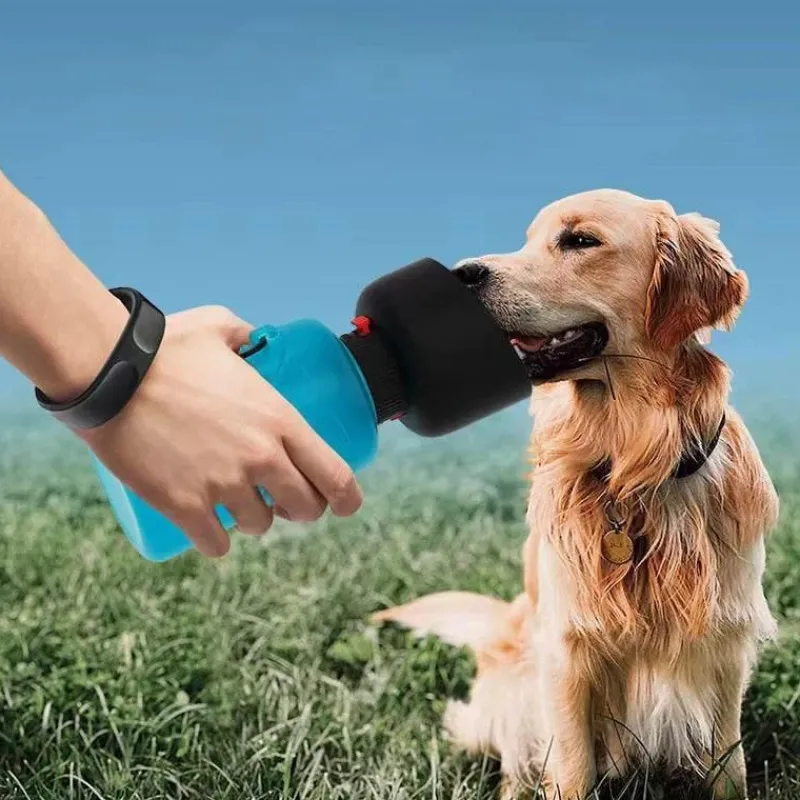 Furry Haven Haustierzubehör|Tierfütterung-Faltbare 2-in-1-Wasserflasche für Haustiere – reisefreundliches Design