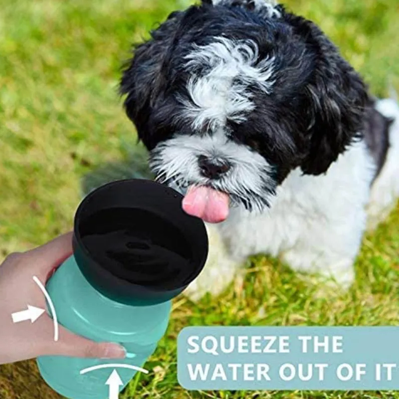 Furry Haven Haustierzubehör|Tierfütterung-Faltbare 2-in-1-Wasserflasche für Haustiere – reisefreundliches Design
