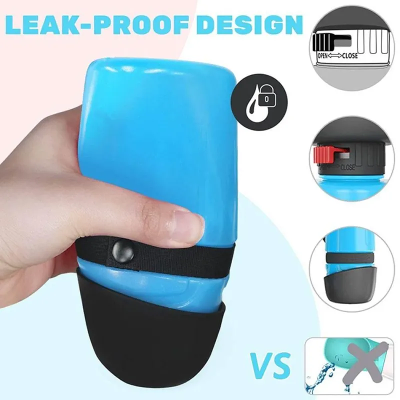 Furry Haven Haustierzubehör|Tierfütterung-Faltbare 2-in-1-Wasserflasche für Haustiere – reisefreundliches Design