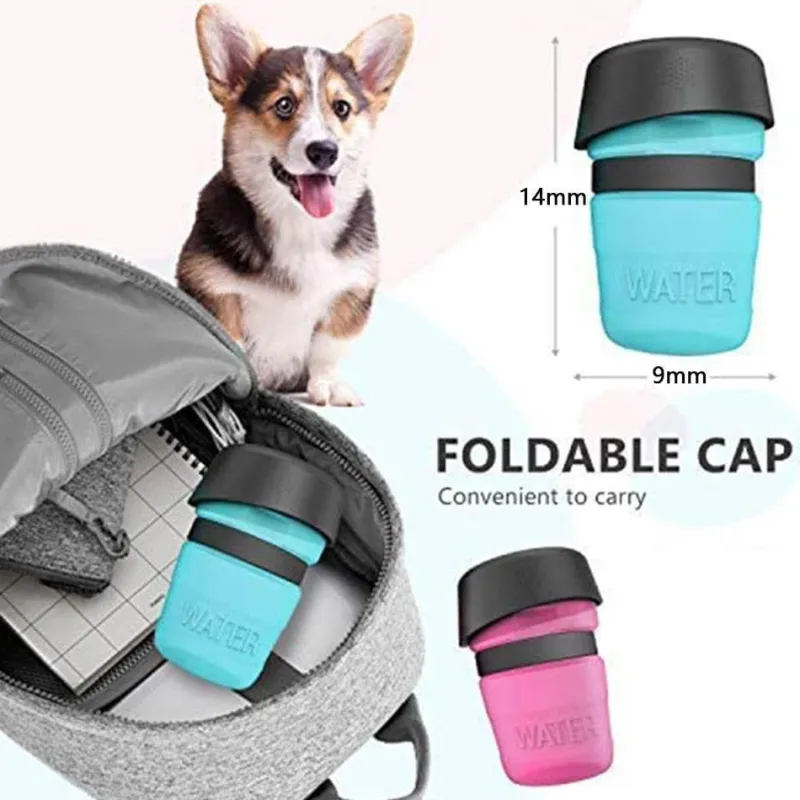 Furry Haven Haustierzubehör|Tierfütterung-Faltbare 2-in-1-Wasserflasche für Haustiere – reisefreundliches Design