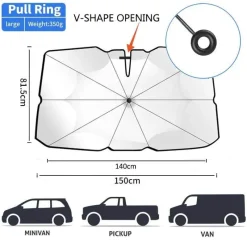 Wild u0026 Free Gear Autozubehör|Automobilindustrie-Faltbarer Auto-Windschutzscheiben-Regenschirm – Sonnenschutz zum Schutz des Fahrzeugs