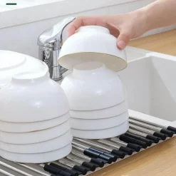 Space Savvy Küche & Esszimmer-Faltbarer Geschirrständer aus Edelstahl – platzsparender Küchen-Organizer