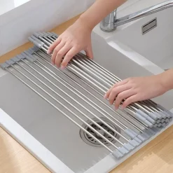 Space Savvy Küche & Esszimmer-Faltbarer Geschirrständer aus Edelstahl – platzsparender Küchen-Organizer