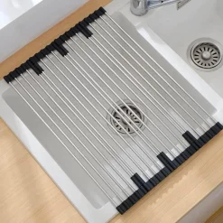 Space Savvy Küche & Esszimmer-Faltbarer Geschirrständer aus Edelstahl – platzsparender Küchen-Organizer