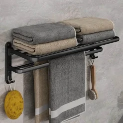 The Blissful Bath Badezimmer-Faltbarer Handtuchhalter aus Aluminium – platzsparender Badezimmer-Organizer