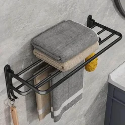 The Blissful Bath Badezimmer-Faltbarer Handtuchhalter aus Aluminium – platzsparender Badezimmer-Organizer