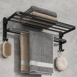 The Blissful Bath Badezimmer-Faltbarer Handtuchhalter aus Aluminium – platzsparender Badezimmer-Organizer