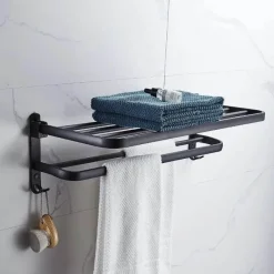 The Blissful Bath Badezimmer-Faltbarer Handtuchhalter aus Aluminium – platzsparender Badezimmer-Organizer