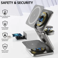 Comfort u0026 Style Heimwerkzeuge-Faltbarer kabelloser 3-in-1-Ladeständer – magnetische intelligente Ladestation