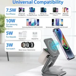 Comfort u0026 Style Heimwerkzeuge-Faltbarer kabelloser 3-in-1-Ladeständer – magnetische intelligente Ladestation