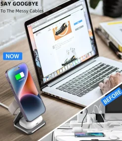 Comfort u0026 Style Heimwerkzeuge-Faltbarer kabelloser 3-in-1-Ladeständer – magnetische intelligente Ladestation