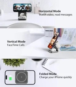 Comfort u0026 Style Heimwerkzeuge-Faltbarer kabelloser 3-in-1-Ladeständer – magnetische intelligente Ladestation
