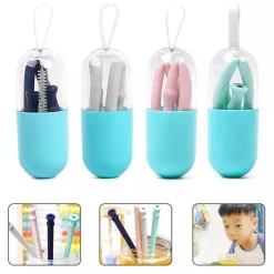 Little Nest Küche & Esszimmer-Faltbarer Silikon-Strohhalm – wiederverwendbarer, umweltfreundlicher Trinkhalm