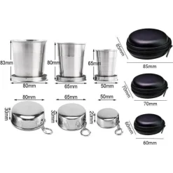 Adventure Basecamp Camping Im Freien|Küche & Esszimmer-Faltbarer tragbarer Campingbecher aus Edelstahl mit Schlüsselanhänger