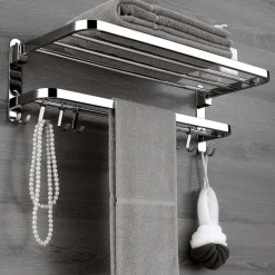 The Blissful Bath Badezimmer-Faltbares Badezimmerregal aus Edelstahl – kompakter Aufbewahrungs-Organizer