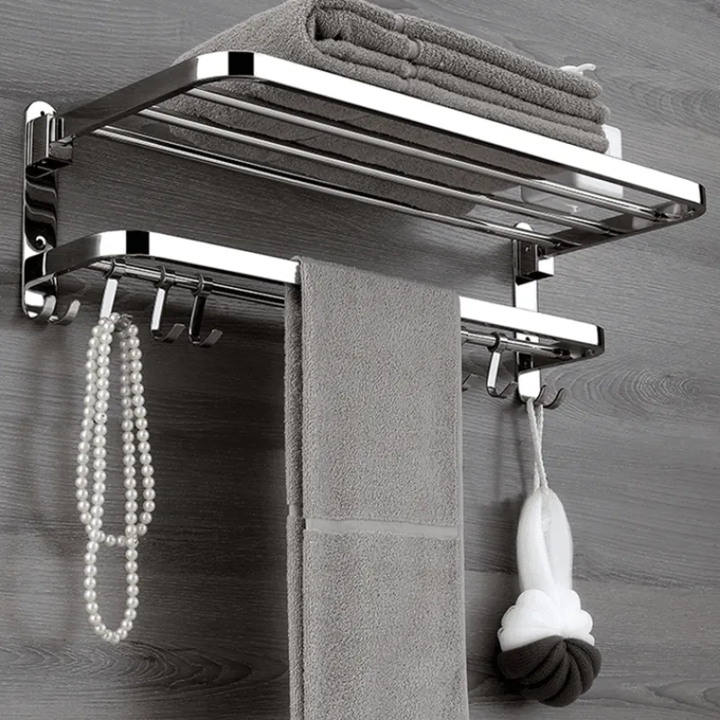 The Blissful Bath Badezimmer-Faltbares Badezimmerregal aus Edelstahl – kompakter Aufbewahrungs-Organizer