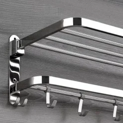 The Blissful Bath Badezimmer-Faltbares Badezimmerregal aus Edelstahl – kompakter Aufbewahrungs-Organizer