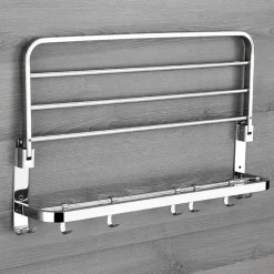 The Blissful Bath Badezimmer-Faltbares Badezimmerregal aus Edelstahl – kompakter Aufbewahrungs-Organizer