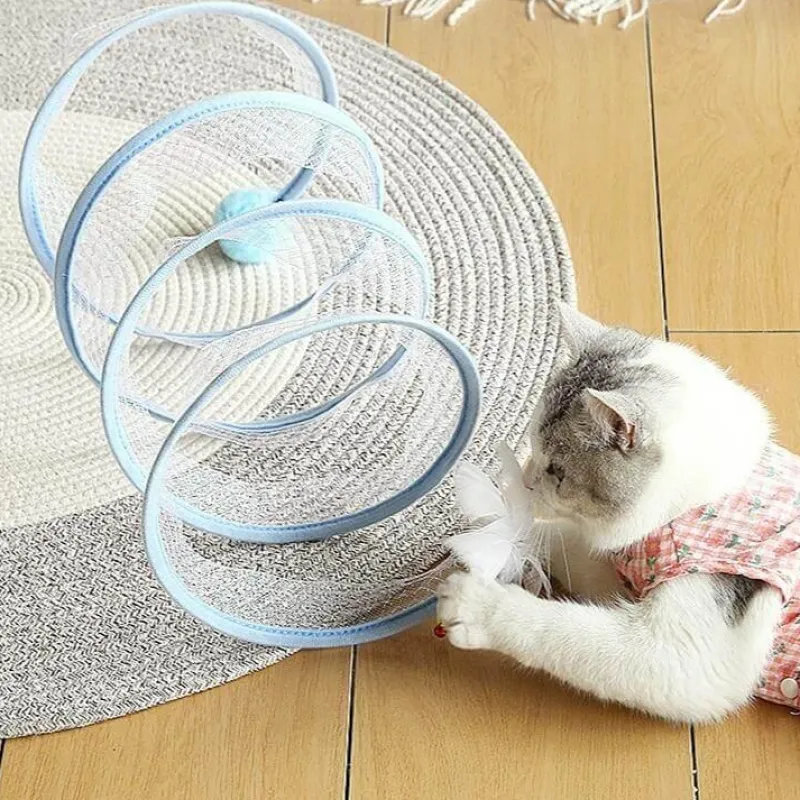 TailTrend Haustierspielzeug-Faltbares Katzentunnelspielzeug – Interaktiver Spielkanal für spannenden Katzenspaß