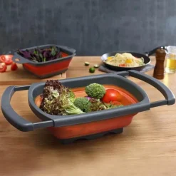 Tom Küche & Esszimmer-Faltbares Silikonsieb – Vielseitiges Küchensieb für Obst, Gemüse und Nudeln