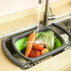 Tom Küche & Esszimmer-Faltbares Silikonsieb – Vielseitiges Küchensieb für Obst, Gemüse und Nudeln