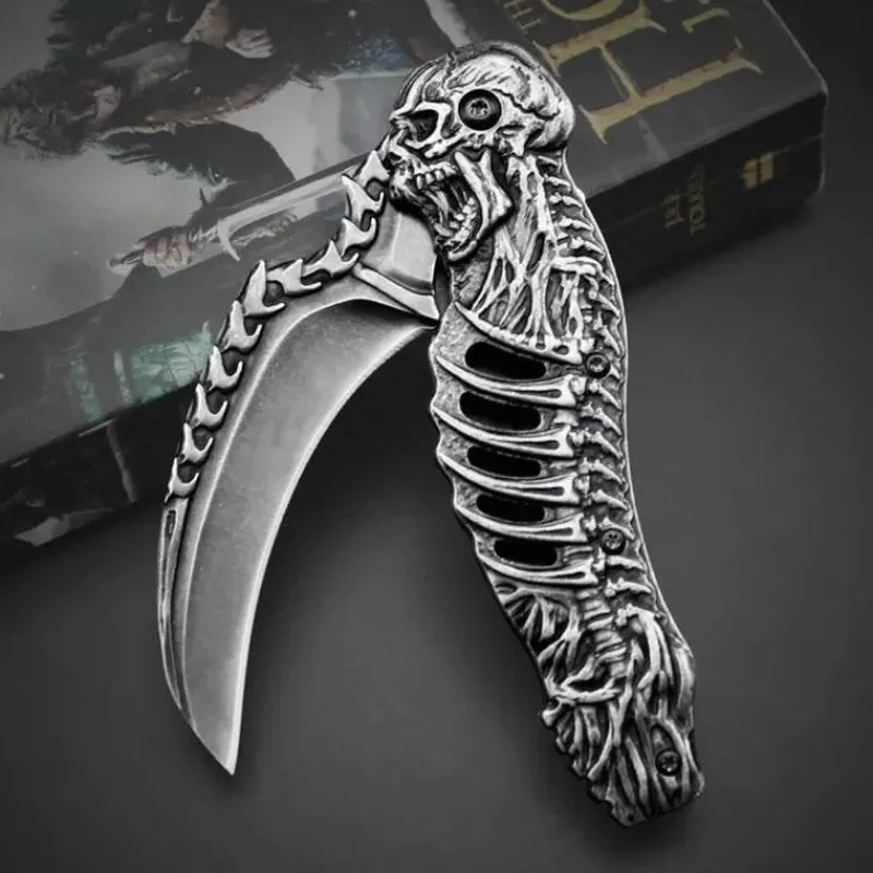 The Outdoor Vault Camping-Werkzeuge|Camping Im Freien-Faltbares taktisches Totenkopfmesser – Kompaktes EDC-Werkzeug