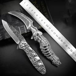 The Outdoor Vault Camping-Werkzeuge|Camping Im Freien-Faltbares taktisches Totenkopfmesser – Kompaktes EDC-Werkzeug