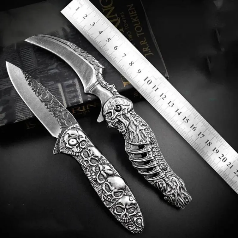 The Outdoor Vault Camping-Werkzeuge|Camping Im Freien-Faltbares taktisches Totenkopfmesser – Kompaktes EDC-Werkzeug