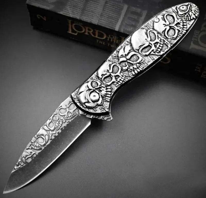 The Outdoor Vault Camping-Werkzeuge|Camping Im Freien-Faltbares taktisches Totenkopfmesser – Kompaktes EDC-Werkzeug