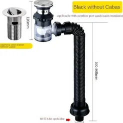 Tranquil Waters Badezimmer|Küche & Esszimmer-Faltbares Universal-Abflussrohr – einfach zu installierendes Sanitärzubehör