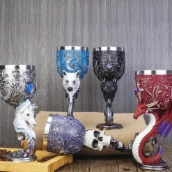 Feast u0026 Flair Küche & Esszimmer-Fantasy Kelch - Weinglas mit Einhorn, Drache, Wolf, Katze und Totenkopf
