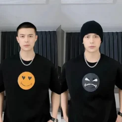 Damen Everly u0026 Lace Herrenbekleidung|Damenbekleidung-Farbwechselndes Smiley-T-Shirt – Unisex Pailletten-Mood Swing Top