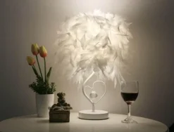 Comfort u0026 Style Beleuchtung-Feather Crystal Table Lamp - Elegant Home Lighting Decor