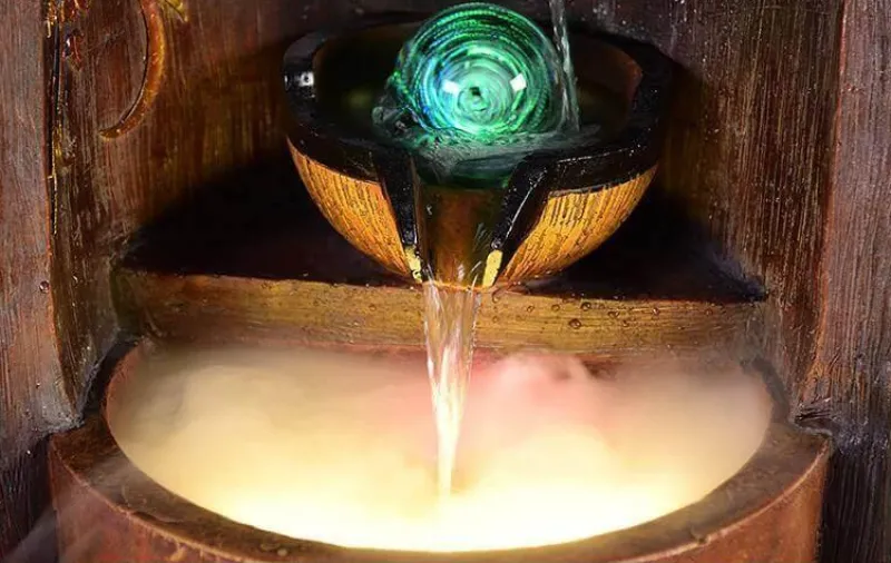 Nomad Gear Camping Im Freien|Outdoor-Artikel-Feng Shui-Wasserbrunnen – Glücksbringer-Dekoration aus Blattgold