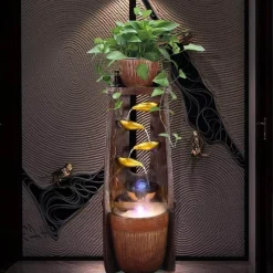 Nomad Gear Camping Im Freien|Outdoor-Artikel-Feng Shui-Wasserbrunnen – Glücksbringer-Dekoration aus Blattgold