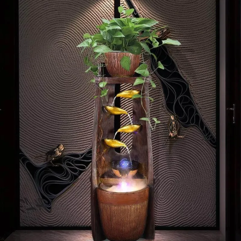 Nomad Gear Camping Im Freien|Outdoor-Artikel-Feng Shui-Wasserbrunnen – Glücksbringer-Dekoration aus Blattgold