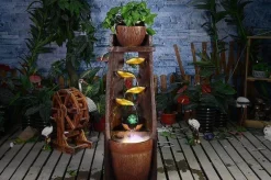 Nomad Gear Camping Im Freien|Outdoor-Artikel-Feng Shui-Wasserbrunnen – Glücksbringer-Dekoration aus Blattgold