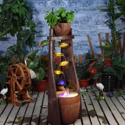 Nomad Gear Camping Im Freien|Outdoor-Artikel-Feng Shui-Wasserbrunnen – Glücksbringer-Dekoration aus Blattgold