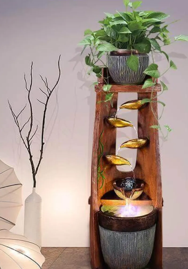 Nomad Gear Camping Im Freien|Outdoor-Artikel-Feng Shui-Wasserbrunnen – Glücksbringer-Dekoration aus Blattgold