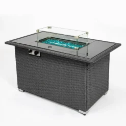 Comfort u0026 Style Camping Im Freien|Outdoor & Garten-Feuerstellentisch aus blauem Stein – Eleganter Versammlungstisch für die Terrasse im Freien