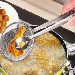 Tom Küche & Esszimmer-Filterlöffelzange aus Edelstahl – Küchenhelfer zum Braten und Grillen