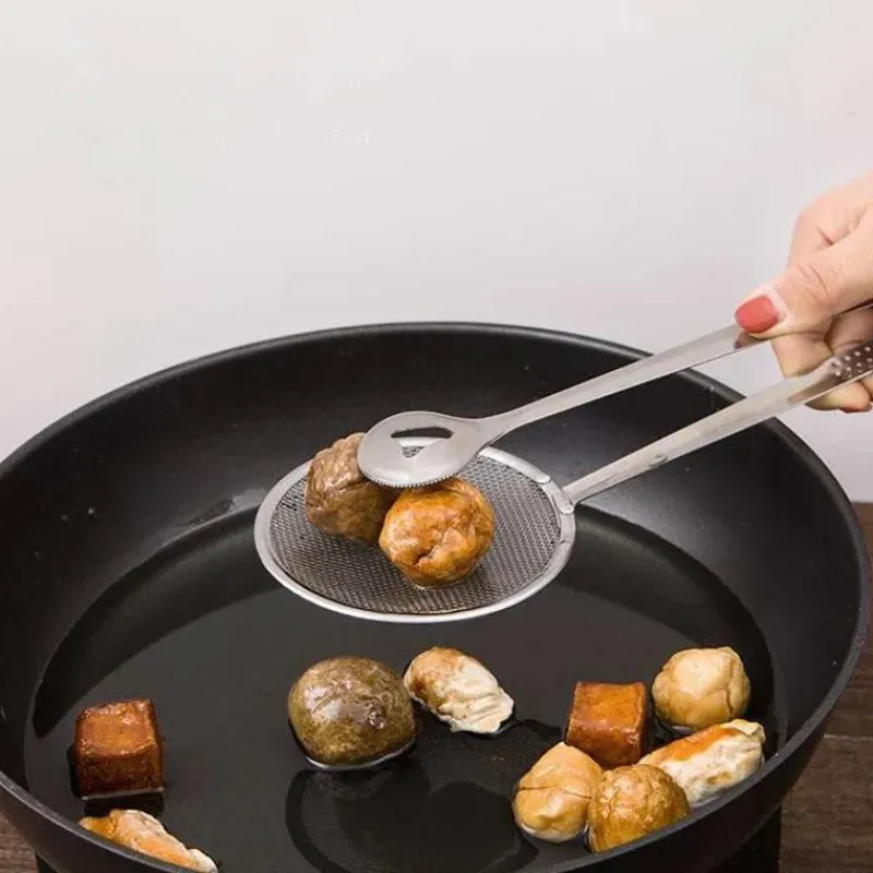 Tom Küche & Esszimmer-Filterlöffelzange aus Edelstahl – Küchenhelfer zum Braten und Grillen