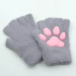 Wilderness Haven Outdoor-Artikel|Camping Im Freien-Fingerlose Handschuhe mit 3D-Katzenpfoten – weiches, pelziges Katzenzubehör