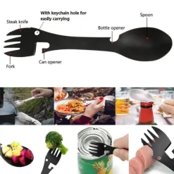 The Decor Haven Camping-Werkzeuge|Camping Im Freien-Flaschenöffner aus Edelstahl, Spork – Multifunktionsutensil