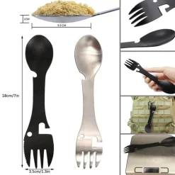 The Decor Haven Camping-Werkzeuge|Camping Im Freien-Flaschenöffner aus Edelstahl, Spork – Multifunktionsutensil