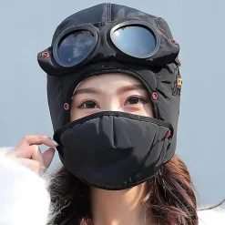 Wilderness Haven Fahrräder & Verkehr|Outdoor-Artikel-Fliegerbrillenhut - Vollständig abgeschirmte Fliegermütze