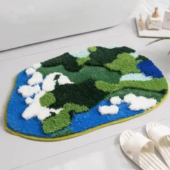 Soft Steps Badezimmer-Flocked Moss Bath Rug - Soft Green Bathroom Mat