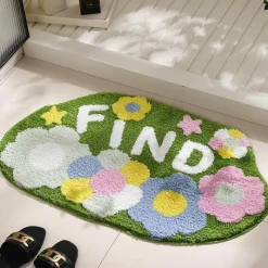 Soft Steps Badezimmer-Flocked Moss Bath Rug - Soft Green Bathroom Mat