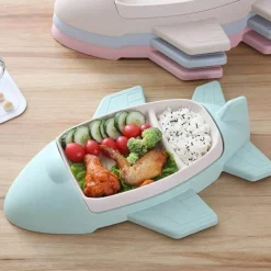 Kinder The Decor Haven Kinderwagen & Zubehör-Flugzeug-Bambus-Kindergeschirr-Set – Umweltfreundliches Geschirr